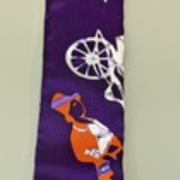 Hermes Twilly Silk Scarf Tour en Carre Purple Orange w/ Box Authentic France - Picture 5 of 9